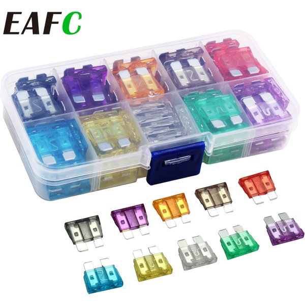100/50ps Profil mittelgroße Klinge Typ Auto Sicherungs sortiment Set Auto Auto LKW 2.5/3/5/7/10/15/20//35a Sicherung mit Box-Clip
