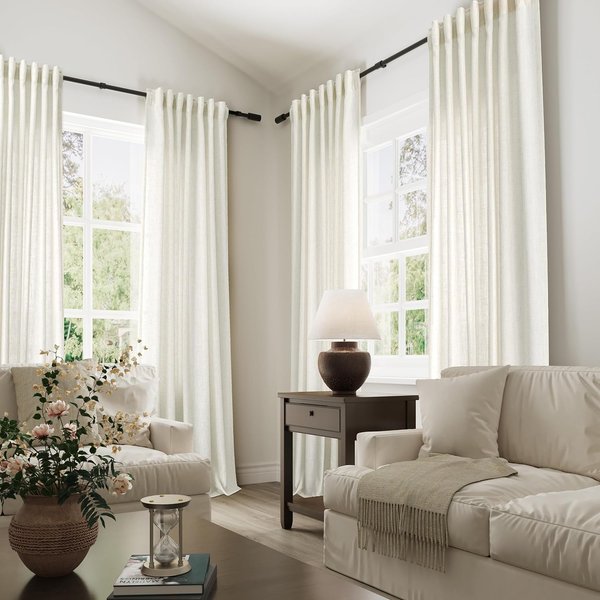 350 cm Höhe, maßgeschneiderter, 270 cm langer, transparenter Vorhang, einfarbiger Vorhang, Fenstervorhang, Wohnzimmer-Tüllvorhang, fertiger Vorhang
