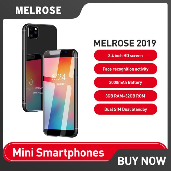Melrose 2019 Mini téléphones 4G LTE Smartphone Android double carte SIM Super 3.4 pouces téléphone portable Ultra mince 2000mAh reconnaissance faciale