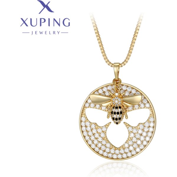 Xuping Jewelry Hot Fashion Style Bee Shaped Light Gold Color Pendant Necklace for Women Christmas Banquet Party Gifts X000813232