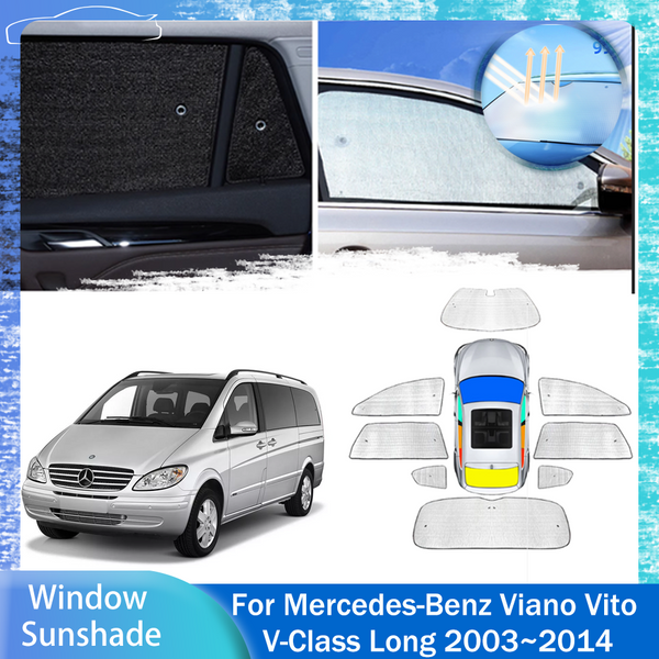 Pour mercedes-benz Viano Vito Long 2003 ~ 2014 2004 2005 2006 2007 2008 2009 2010 2011 2012 2013 car lucarne pare-soleil fenêtre latérale pare-brise pare-soleil protecteur Parasol accessoires