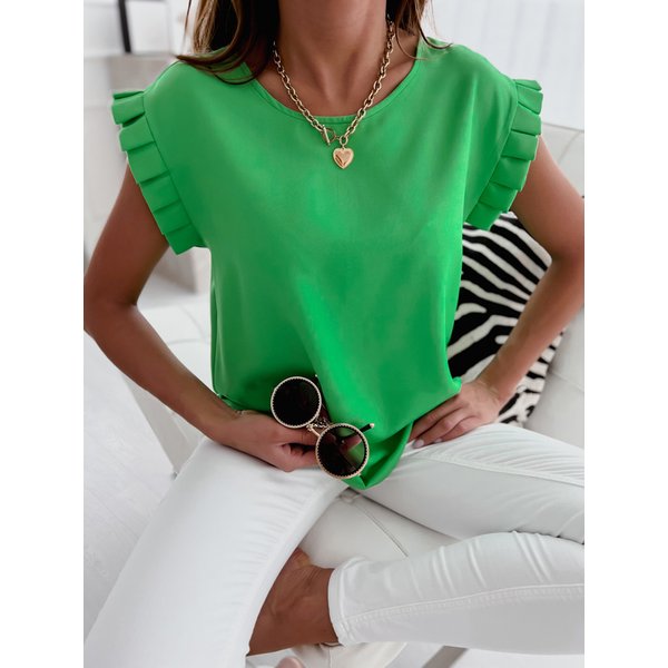 Casual Sommer Kurzarm Plissee Patchwork Bluse Elegante Büro Dame Solide Chic Hemd Harajuku y2k Schlank Tops 2023 Streetwear