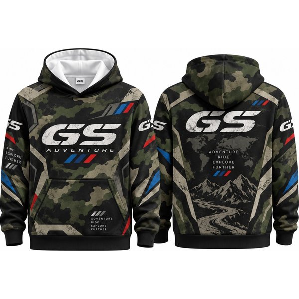 GS Adventure Camo Motorrad-Hoodie für Herren, 3D-All-Over-Print, Kapuzenpullover, Motorrad-Biker-Offroad-Rallye-Fahrjacke