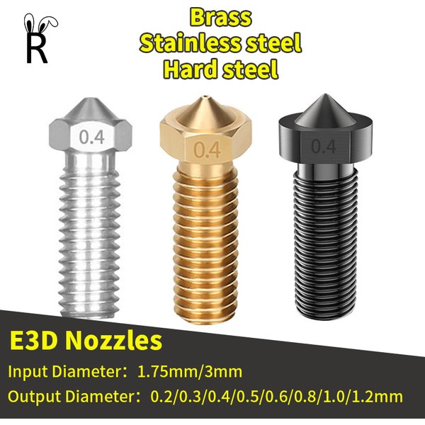 Buse volcan Hotend pour imprimante 3D, filetage E3D M6 0.2/0.3/0.4/0.5/0.6/0.8/1.0/1.2mm pour Kit de mise à niveau de buse d'imprimante à Filament 1.75/3mm