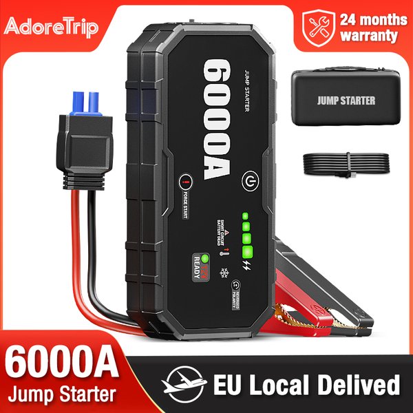 AdoreTrip Booster Batterie Voiture 6000A 12V Démarreur Power Bank pour Voitures SUV 36 Mois Veille Garantie 2 Ans