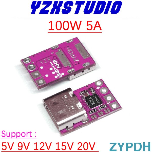 100W 5A TYPE-C PD leurre PD3.0 déclencheurs 5V 9V 12V 15V 20V PC ordinateur portable alimentation USB PD à DC adaptateur données câble connexion charge