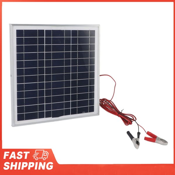 Panneau solaire Portable 50W, cadre en aluminium, panneau solaire en silicium monocristallin avec câble de 9,8 pieds, Clips de batterie rouge et noir DC 18V