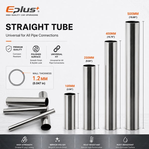 Tuyau droit en acier inoxydable 304, longueur 100-500mm, épaisseur 1.2mm, tube rond universel OD 10-89mm pour connexions, tube métallique