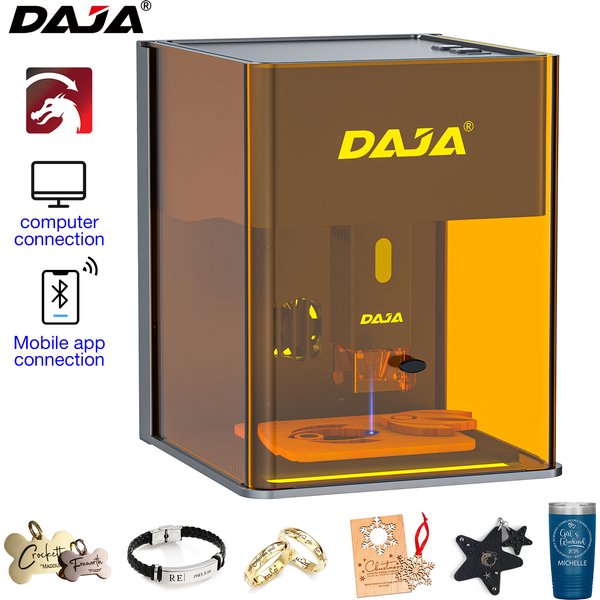 DAJA DJ6 Pro Lasergravierer, tragbare Sicherheitsabdeckung, geschnittene Geschäftsgravurmaschine für Metall, Edelstahl, Schmuck, Holz, Acryl