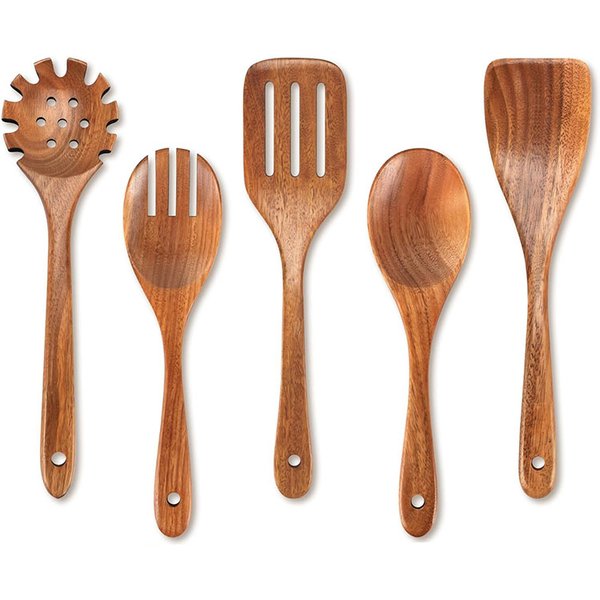 Meilleures cuillères en bois pour la cuisine, ensemble d'ustensiles de cuisine en bois d'acacia, spatule de cuisine en bois lisse et Non toxique, tourneur, cuillère de service