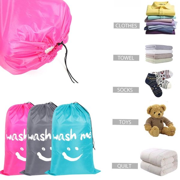 Sac à linge en Nylon, pochette de rangement de voyage, lavable en Machine, organisateur de vêtements sales, sac à cordon de serrage