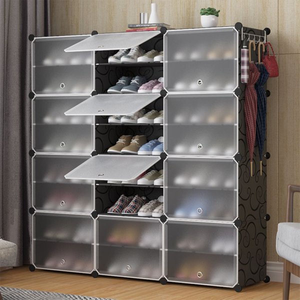 Étagère à chaussures pour 48 paires de chaussures, meuble à chaussures avec 3 x 8 niveaux, pour couloir, chambre, entrée, 30 x 40 x 30 cm par compartiment