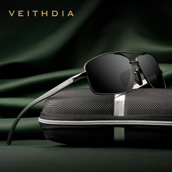 VEITHDIA marque lunettes de soleil polarisées UV400 lentille hommes Vintage cadre en aluminium lunettes de soleil lunettes accessoires pour homme 2458