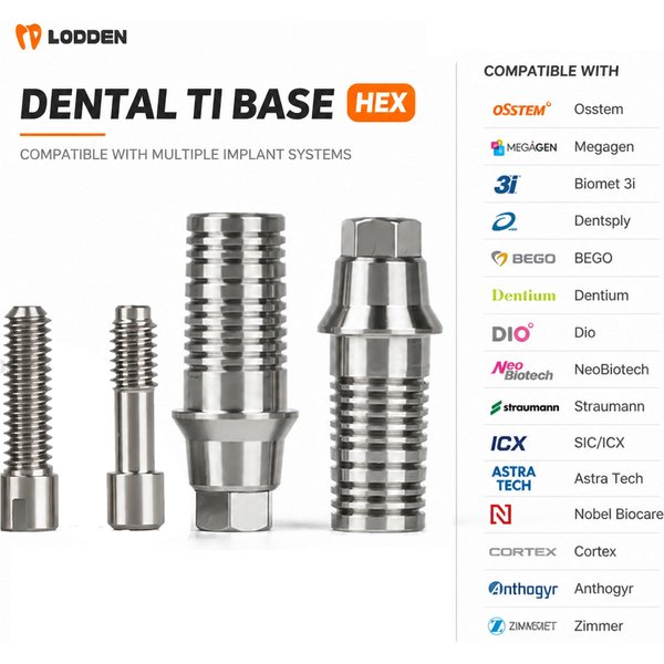Base dentaire Ti hexagonale Osstem/Dentium/DIO/Megagène/NeoBiotech/Straumann/Nobel Biocar/Zimmer/Biomet3i Implant alliage de titane