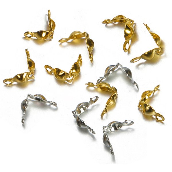 200pcs 4x7mm End Beads Crimp Fastener Cap Connector for Bracelet Necklace Chains DIY Jewelry Making Kit Set