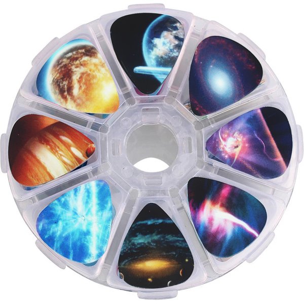 Lot de 50 plectres pour salariés acoustique, 0,46/0,71/1,0mm, ukulélé, accessoires pour instruments de musique, univers naturel, avec boîte