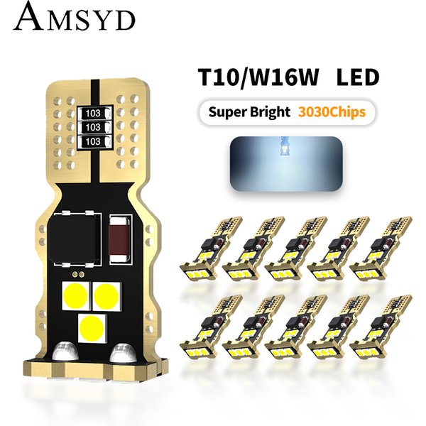 Ampoule LED CANBUS 9SMD pour feux de stationnement de voiture, marqueur DRL, T10 192 194 168 COB W5W, 10 pièces