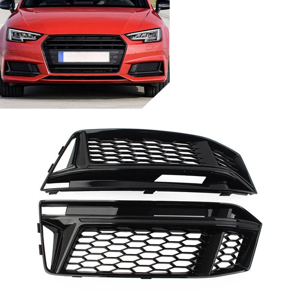 Calandre de phare antibrouillard noir brillant pour Audi A4 pour S4 B9 s-line 2016 – 2018, paire de maille nid d'abeille, couvercle de phare antibrouillard