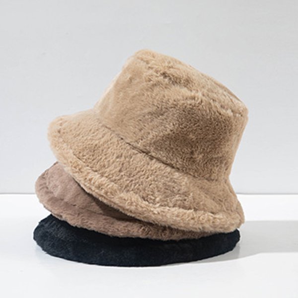Weiche Winter Plüsch Warme Eimer Hut Für Frauen Mädchen Einfarbig Wurable Breite Krempe Panama Kappe Outdoor Winddicht Tour Becken Hüte