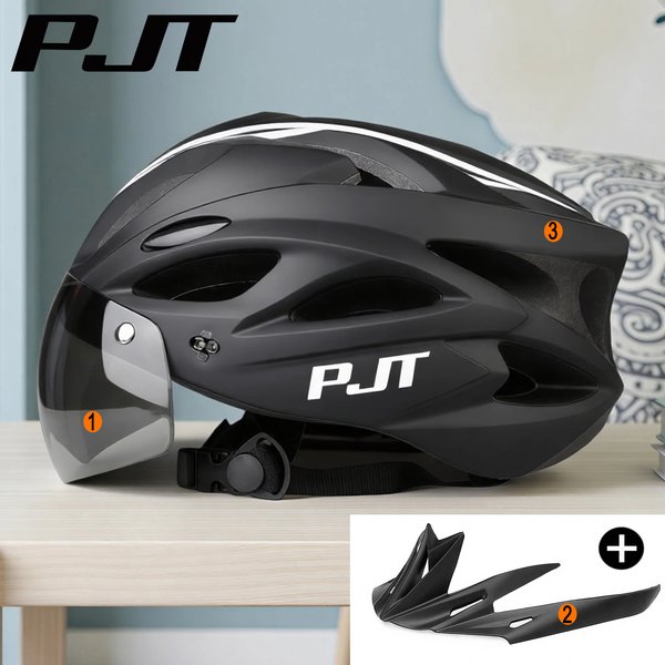 PJT casque de vélo léger et respirant avec lunettes d'attraction magnétique lentille casque de vélo commutation gratuite casque de cyclisme adulte