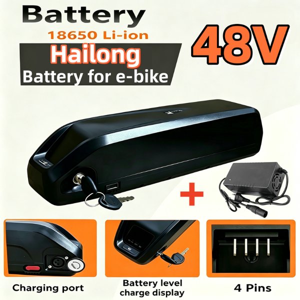 EU-Lager, Elektrofahrrad-Hailong-Akku 48V USB 18650 BBS02 BBS03 BBSHD 20Ah 30Ah 40Ah 300W/500W/800W/1000W Achteckiger Elektrofahrradmotor, +54.6V2A Ladegerät
