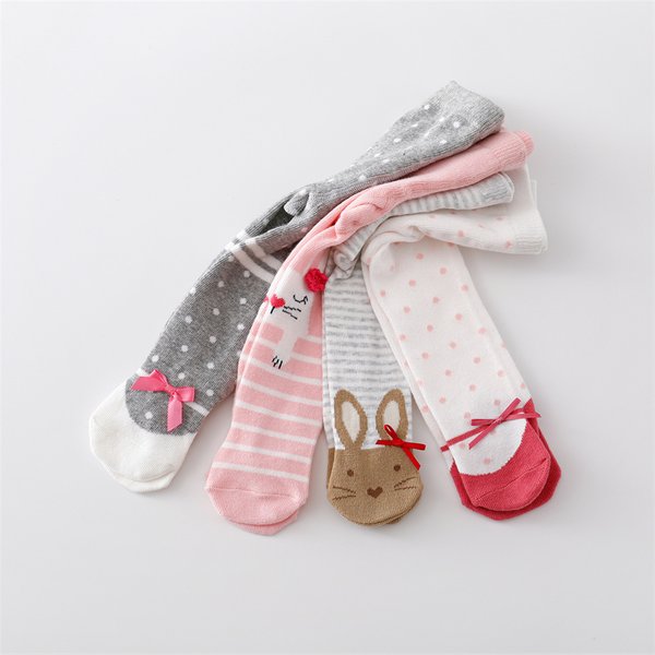 4 paire/lot infantile bébé fille serré tricoté bas pour filles coton imprimé nouveau-né collants pour filles décontracté enfant en bas âge collants 0-12M