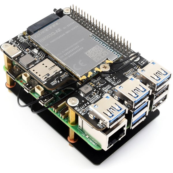 Raspberry Pi 5, PCIe TO 4G/5G M.2 USB 3.2 HAT +, avec antenne SIMCom/Quectel 4G/5G Ske, 5G 4IN1-PCB, HAT