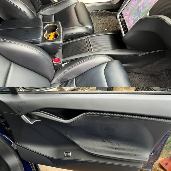 Pour Tesla Model S 2014-2020 : panneau de commande central intérieur, poignée de porte, autocollants en fibre de carbone 5D, accessoires de personnalisation automobile.