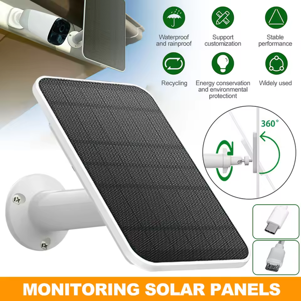 5V 30W Solarpanel Micro USB+Typ-C 2in1 Outdoor-Solarladepanel 9,8 Fuß Ladekabel für Überwachungskamera für Eufycam 3C/2C