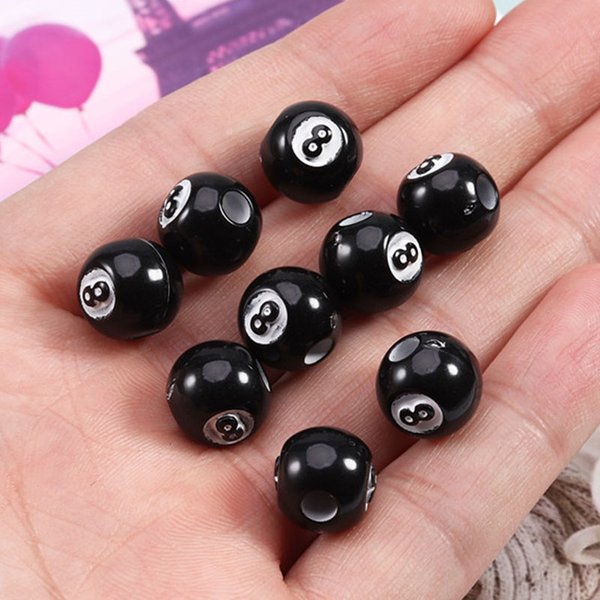 50 teile/los Schwarz Acryl Billard Form Runde Perlen Perlen Zubehör Spacer Lose Perlen Für DIY Schmuck, Die Entdeckungen