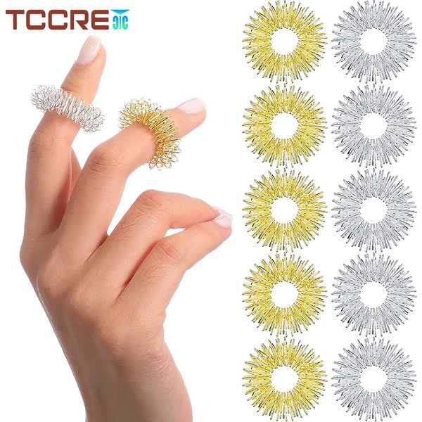 12Pcs/Lot Hot Sale Finger Massage Sujok Ring Acupuncture Ring Health Care Body Massage Chinese Medicine Color Gold