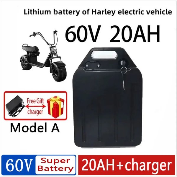 Brandneue 60V Harley 18650 Lithium-Batterie 20AH-40AH Wasserdichtes Gehäuse+BMS 40AH+Ladegerät Geeignet für City Coco Elektroroller