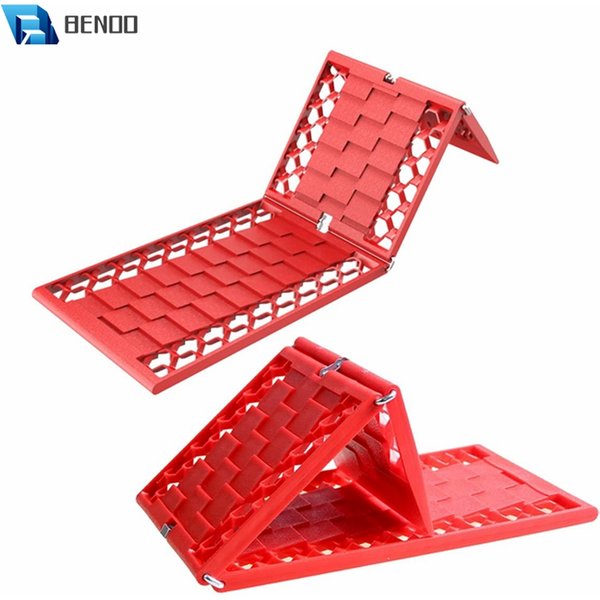 BENOO 2PCS Portable Foldable Car Escape Mat Non-Slip Pad Fit All-Weather Auto Traction Mat Tire Grip Aid Ideal for Snow Ice Mud