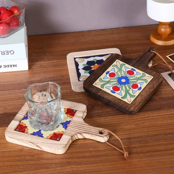 Retro-Tischsets für den Haushalt, Wärmeisolationsmatte für Blumenfliesen aus massivem Holz, Auflauf, hochtemperaturbeständige Tischmatte, Untersetzer