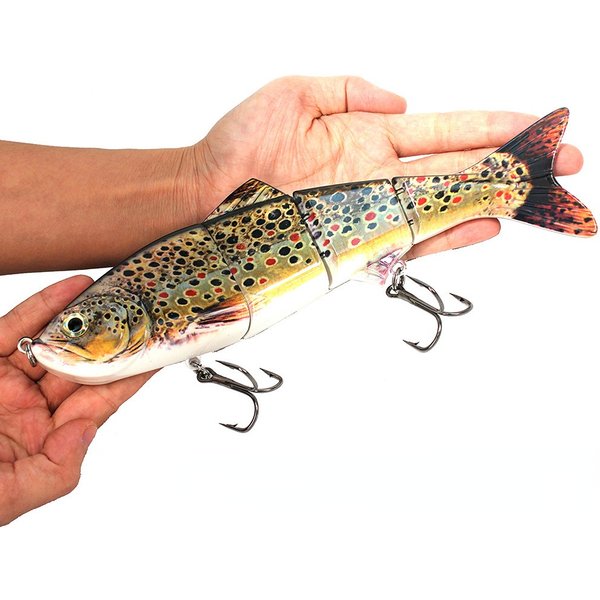 25 cm/9.84 pouces grand leurre de pêche 4 segments coulant Swimbait 135g manivelle appât dur jeu lent artificiel énorme