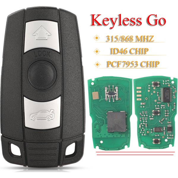 Jingyuqin 315/868MHz clé intelligente à distance sans clé pour BMW série 3/5 CAS3 X5 X6 Z4 E70 voiture ID46 Pcf7953 accès confortable mains libres