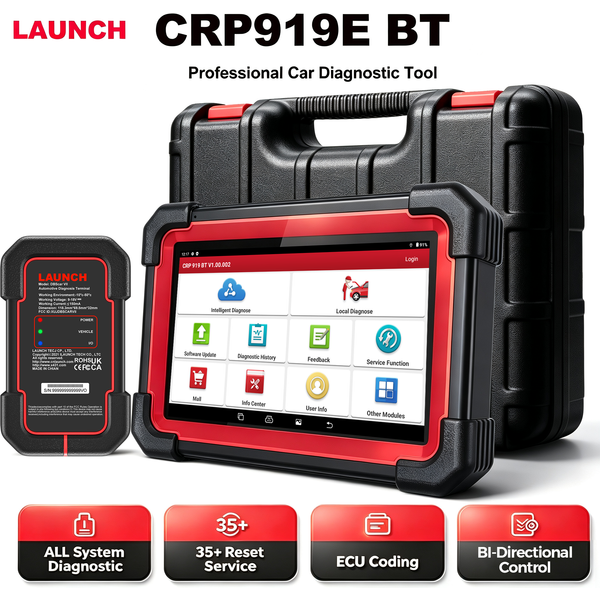 LAUNCH X431 CRP919E BT OBD2-Scanner mit DBScar VII VCI, bidirektionale ECU-Codierung, 35 Reset-Funktionen, CANFD, umfassendes Diagnosewerkzeug für alle Fahrzeugsysteme, Auto-VIN, 2 Jahre kostenlose