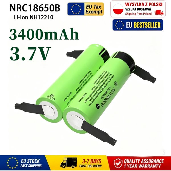 3,7V 3400mAh 25A Hochleistungs-18650-Lithium-Akku, Neue NRC 18650 34B 18650 Batteriezelle für Elektrowerkzeuge DIY-Akkupack
