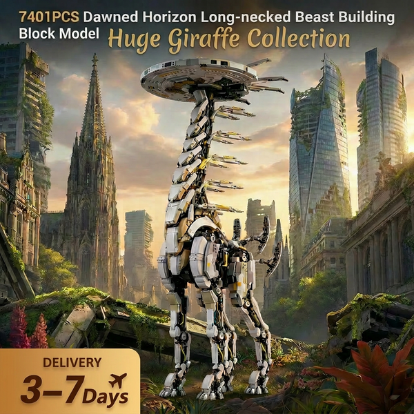 Dawned Horizon Langhalsiges Tier Bausteine Riesige Version Giraffen-Kollektion Modell-Bausteine Desktop-Dekoration Kreatives Spielzeug Erwachsenen-Geschenk 7401 Teile
