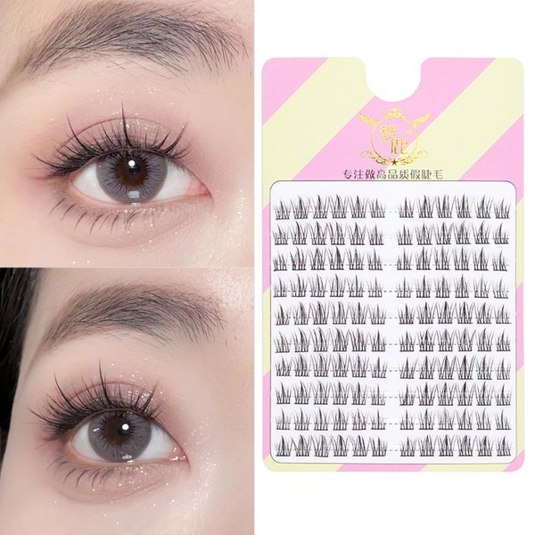 10 Paar feenhafte falsche Wimpern, kleiner Teufel, individuelle Wimpernverlängerung, natürlich hitzebeständig, Cluster-Wimpern, Make-up-Tools