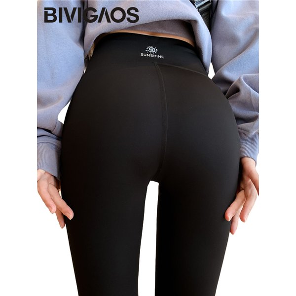BIVIGAOS Black Thin Sharkskin Leggings Women Sun Printed Skinny Slim Sexy Fitness Leggings Casual Fashion Sports Leggings Autumn