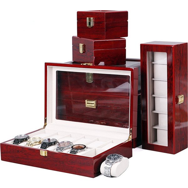 Luxury Wooden Watch Box 1/2/3/5/6/10/12 Grids Watch Organizers 6 Slots Wood Holder Boxes for Men Women Watches Jewelry Display
