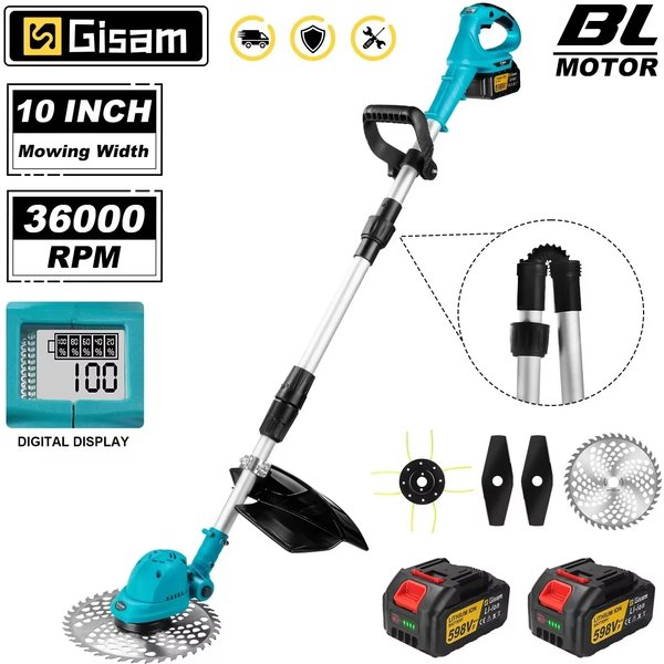 Gismis 10 pouces tondeuse à gazon électrique sans brosse 36000 tr/min coupe gazon longueur réglable outil électrique de jardin pour Makita 18V batterie broche