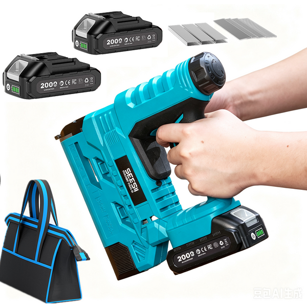 SEESII Elektrische Nagelpistole, kabellos, 2-in-1, 18 Gauge, Heftklammer- und Nagelgerät für Holzarbeiten und Möbel, mit 1000 Nägeln, Elektrowerkzeug, 2.0-Akku-Heftklammer- und Nagelpistole, Werkzeuge