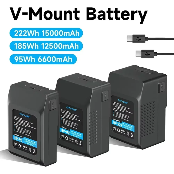 V-Mount V-Lock BP185 95 V-Mount Akku BP 222 Akku mit PD20W Kabel für Sony Camcorder Broadcast Video Light Blackmagic URSA