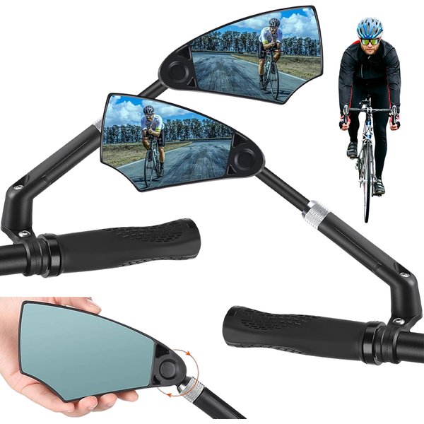 2 sztuki teleskopowych lusterek rowerowych 360 stopni ° Obrotowe, regulowane lusterko rowerowe o szerokim polu widzenia, odporne na wstrząsy, bezpieczne lusterko rowerowe do rowerów górskich,