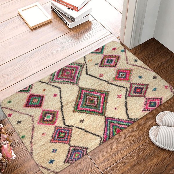 Tapis de porte d'entrée géométrique bohème, style marocain, berbère, lea, style Boho, polymères de porte d'entrée, antidérapant, antique