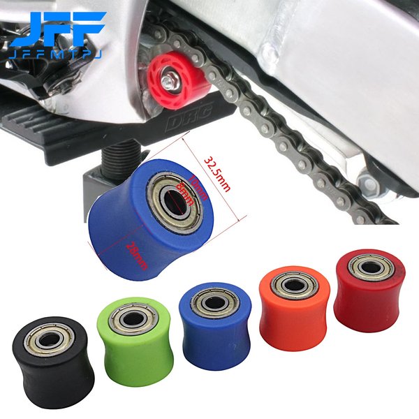 Guide de roue de tendeur de curseur de roue de poulie de rouleau de chaîne d'entraînement de 8mm 10mm pour la moto de vélo de rue de fosse de saleté CRF YZF KLX RMZ EXC