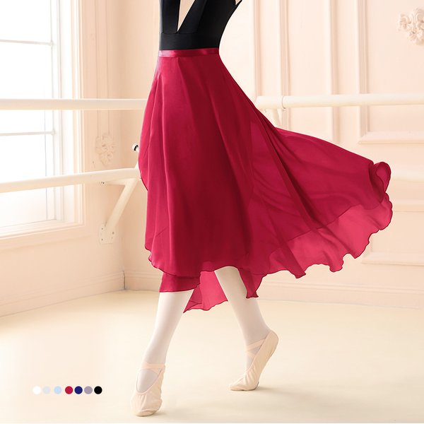 Erwachsene Frauen Ballett Tanz Röcke Lange Chiffon Tanz Röcke Lyrical Weiche Ballett Kleid Schwarz Burgund Durchscheinende Tanz Kostüme