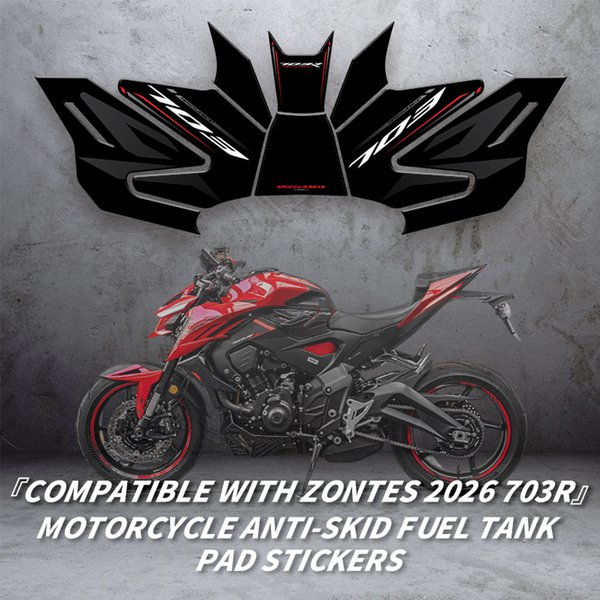 Compatible avec la moto ZONTES 703R 2026, protection de réservoir de carburant, coussin épaissi antidérapant, absorbant les chocs, autocollants décoratifs